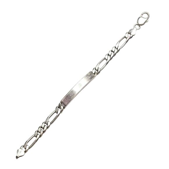 Sterling Silver Figaro ID Bracelet | Unisex - Picture 2 of 3